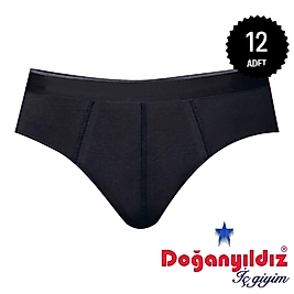 Doğan Yıldız 2850 Likralı Vücüdu Saran Erkek Slip Külot Siyah 12 li Paket