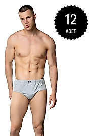 Gümüş 4014 Erkek Penye Kom Slip Külot Gri 12 li Paket