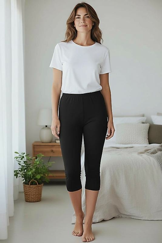 Sıla Sella 110 Kadın Viskon Siyah Diz Altı Tayt 12'li Paket