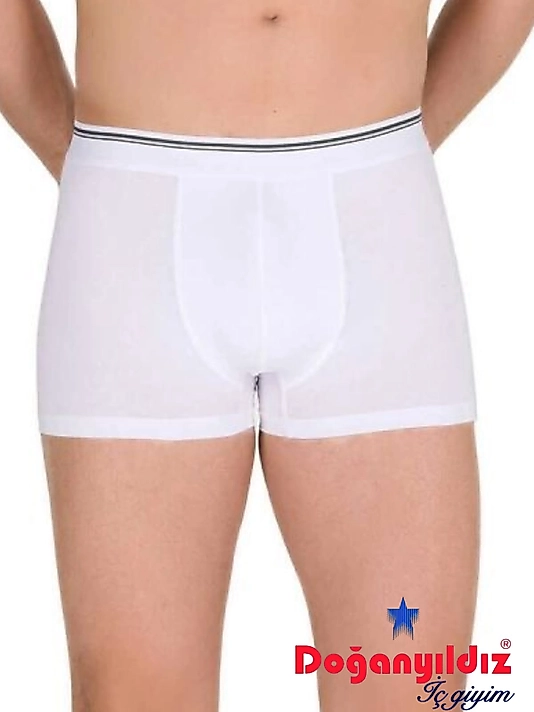 Doğan Yıldız 2810 Likralı Vücudu Saran Boxer Beyaz 12 li Paket
