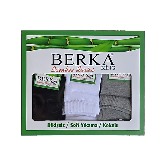 Berka Erkek Bambu Kısa Konç Çorap Siyah 12'li Paket 40-44