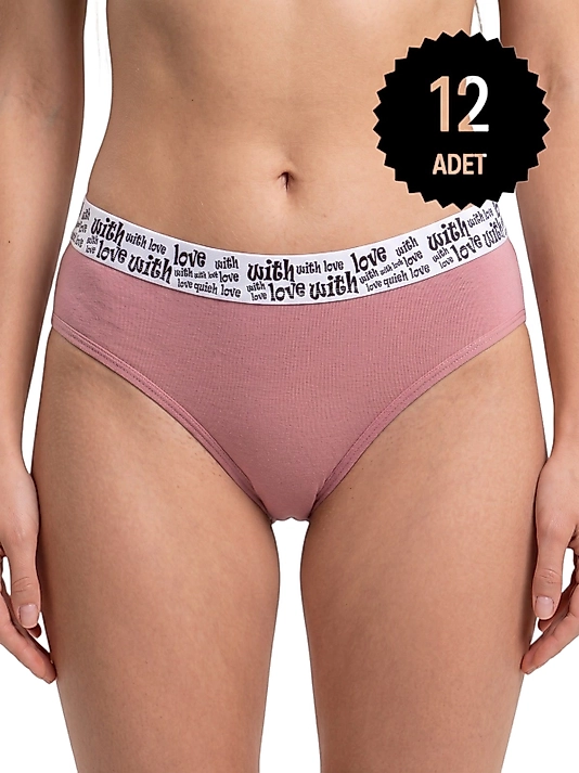 Dondeza 158 Kemer Lastik Likralı Pamuk Bikini Karışık 12'li Paket