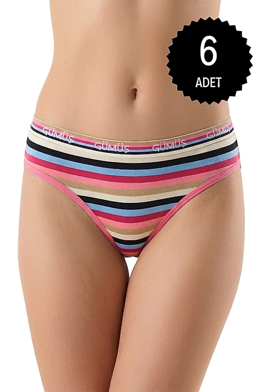 Gümüş 6019 Gökkuşağı Desenli Bikini Karışık 6'lı Paket