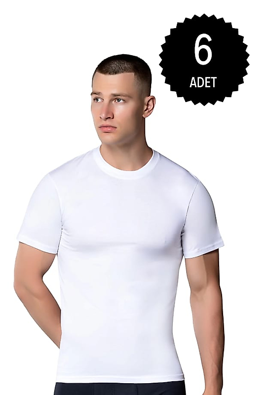 Gümüş 3005 Erkek Sıfır Yaka Atlet Beyaz 6 lı Paket