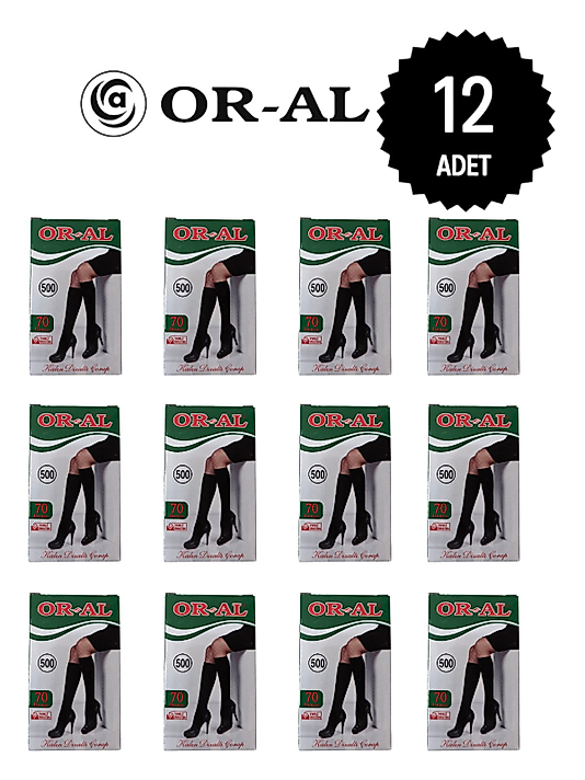 Oral Kadın 70 Denye Opak Dizaltı Çorap 500 Siyah Rengi 12'li paket