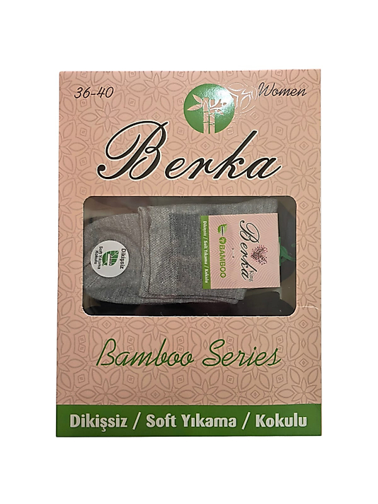 Berka Kadın Bambu Dikişsiz Kısa Konç Çorap Karışık 12'li Paket