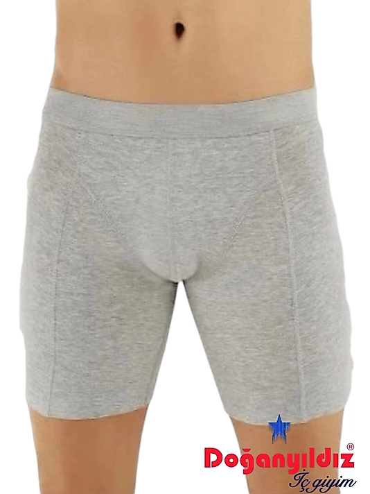 Doğan Yıldız 2831 Likralı Vücudu Saran Uzun Boxer Gri 12 li Paket