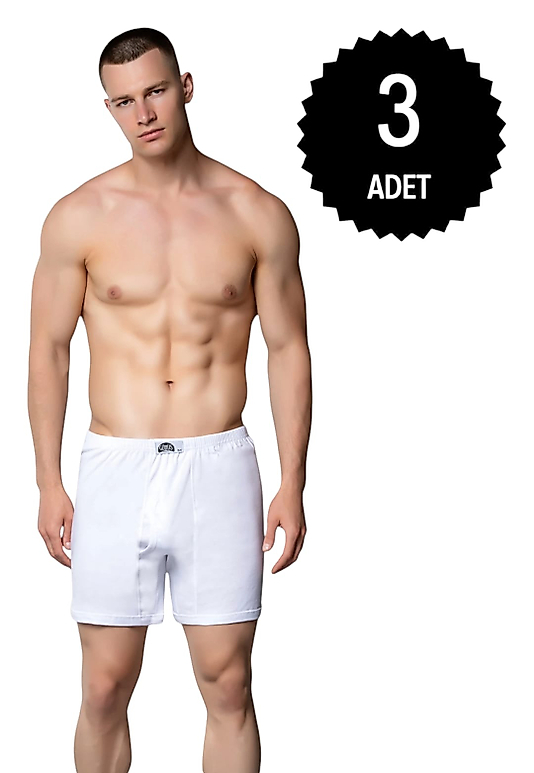 Gümüş 3057 Erkek Ribana (Likralı) Arjantin (Paçalı) Külot Beyaz 3 lü Paket