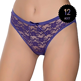 Gümüş 6025 Kadın Likralı Tül Dantel Bikini Karışık 12 li Paket