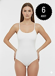 Sıla Sella 200 Viskon İp Askı Beyaz Body 6'lı Paket
