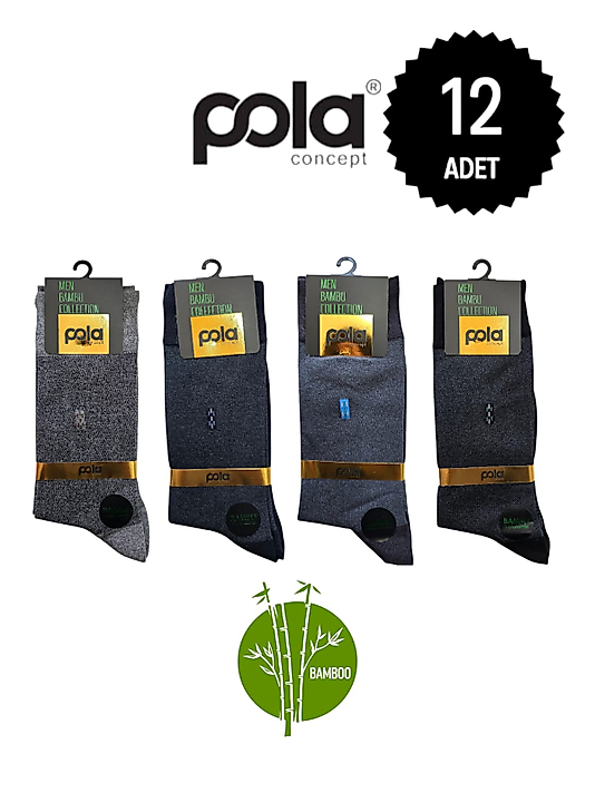 Pola Erkek Bambu Dikişsiz Soket Çorap Karışık 12'li Paket