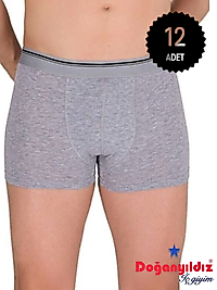 Doğan Yıldız 2810 Likralı Vücudu Saran Boxer Gri 12 li Paket