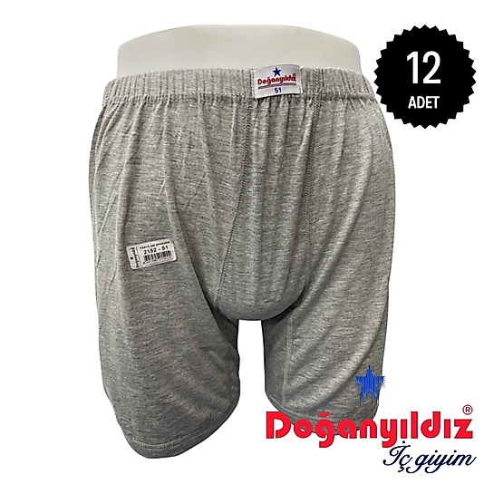 Doğan Yıldız 2152 Penye Erkek Paçalı Külot Gri 12 li Paket