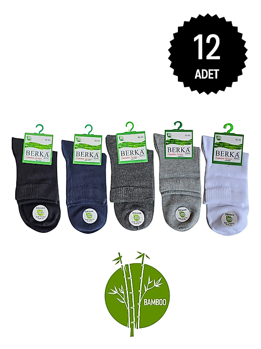 Berka Erkek Bambu Kısa Konç Çorap Karışık 12'li Paket 40-44