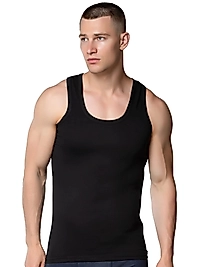 Gümüş 4003 Penye Erkek Askılı Düz Atlet Siyah