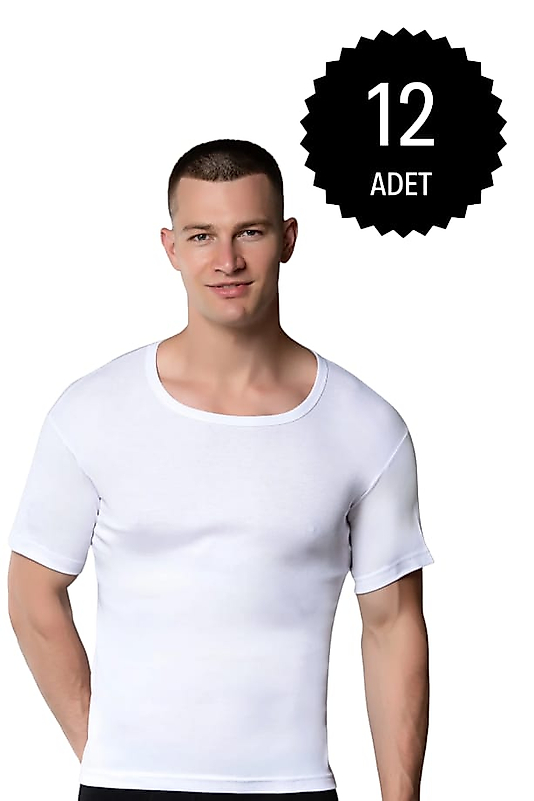Gümüş 3004 Erkek Ribana Bisiklet Yaka Atlet Beyaz 12 li Paket