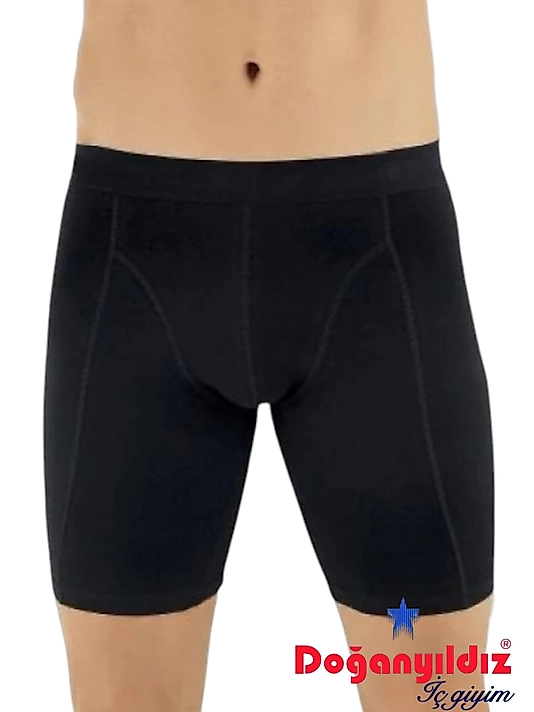 Doğan Yıldız 2831 Likralı Vücudu Saran Uzun Boxer Siyah 3 lü Paket