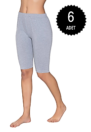 Gümüş 4032 Kadın Likralı Kısa Tayt Gri 6 lı Paket