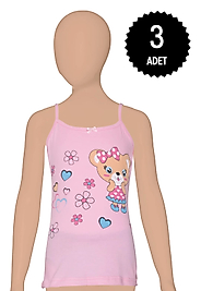 Gümüş 3100 Kız Çocuk Likralı Baskılı Atlet Karışık 3 lü Paket