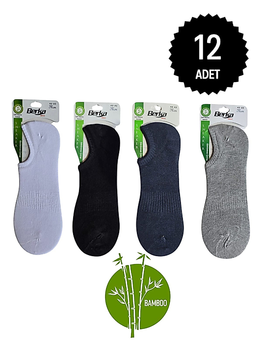 Berka Erkek Bambu Sneakers Çorap Karışık 12'li Paket 40-44