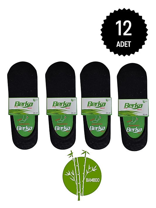 Berka Erkek Bambu Babet Çorap Siyah 12 li Paket 40-44