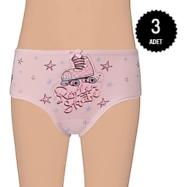 Gümüş 3091 Kız Çocuk Likralı Baskılı Renkli Slip Külot Karışık 3 lü Paket