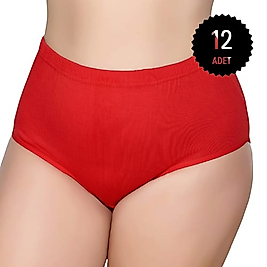 Gümüş 3041 Kadın Yüksek Bel Ribana Bato Külot Kırmızı 12 li Paket