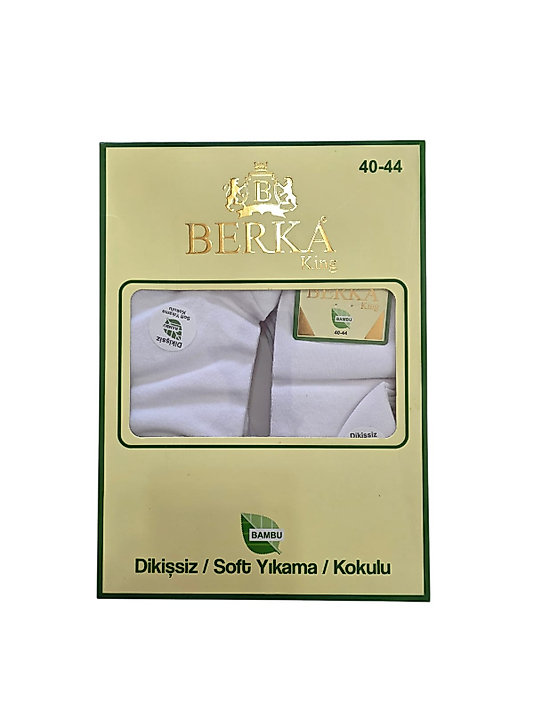 Berka Erkek Bambu Patik Çorap Beyaz 12'li Paket 40-44