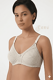 Ebru Kadın Pamuklu Penye Toparlayıcı Sütyen Melanj Kahve