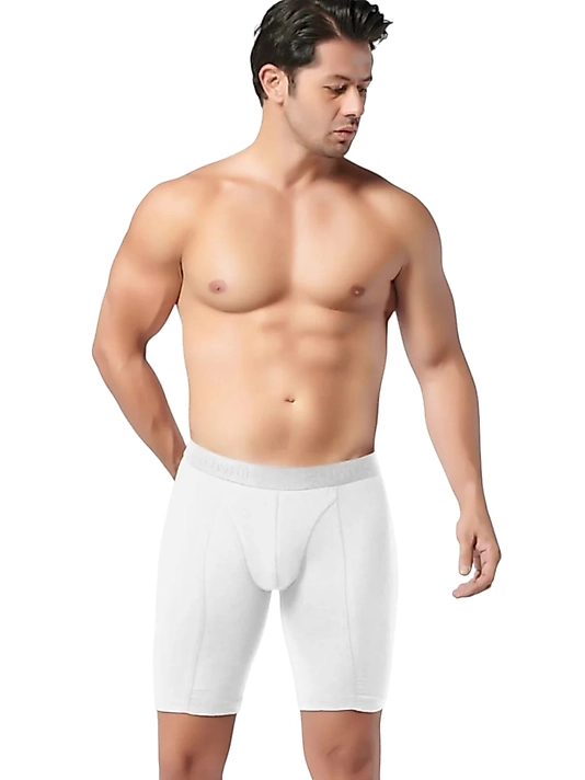 Gümüş İç Giyim 4074 Erkek Likralı Uzun Boxer Beyaz 3 Lü Paket