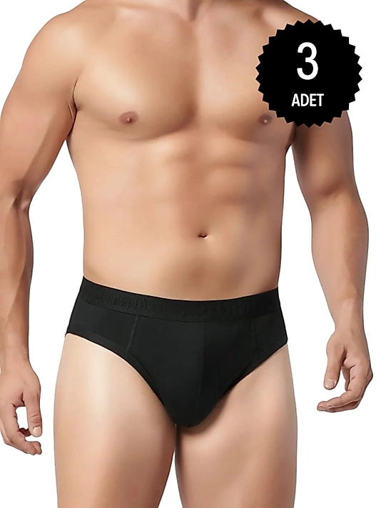 Gümüş İç Giyim 7008 Erkek Modal Kemerli Slip Külot Siyah 3 Lü Paket