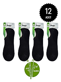 Berka Erkek Bambu Sneakers Çorap Siyah 12'li Paket 40-44
