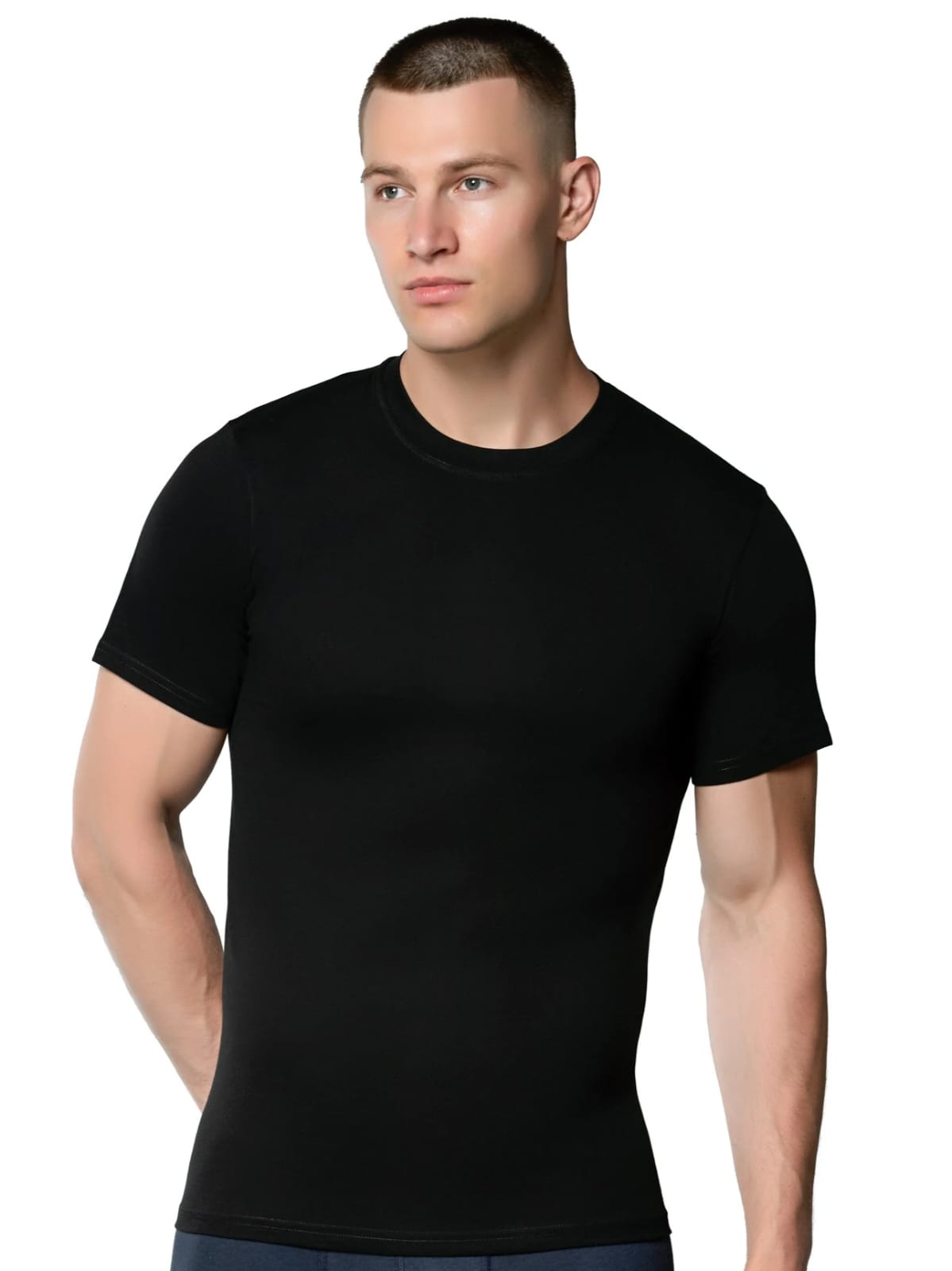 Gümüş 4008 Erkek Penye Renkli Sıfır Yaka Atlet Siyah