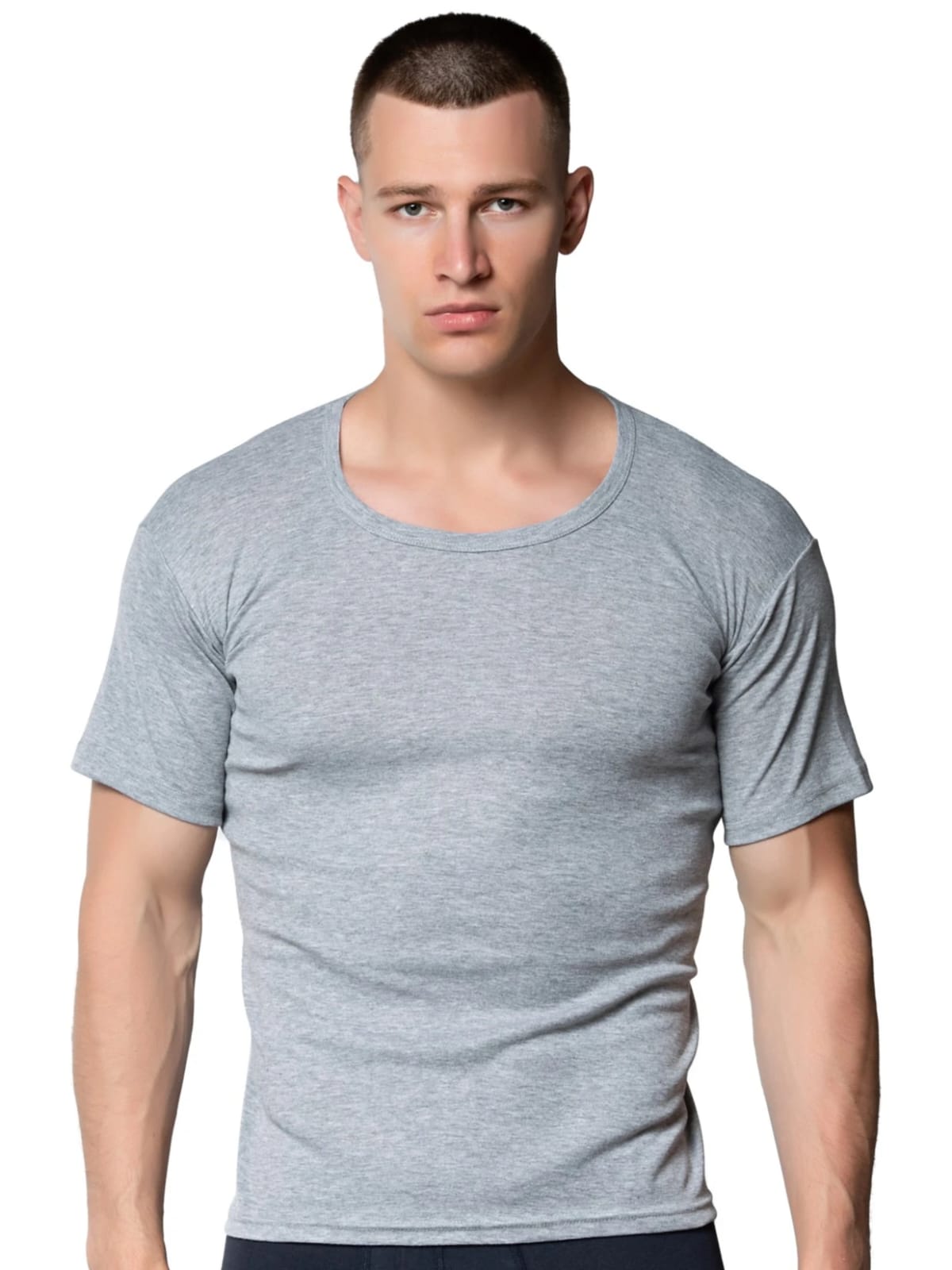 Gümüş 3101 Erkek Renkli Ribana Bisiklet Yaka Gri