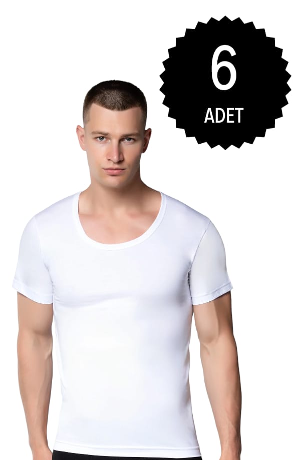 Gümüş 3003 Erkek Penye Bisiklet Yaka Atlet 6 lı Paket