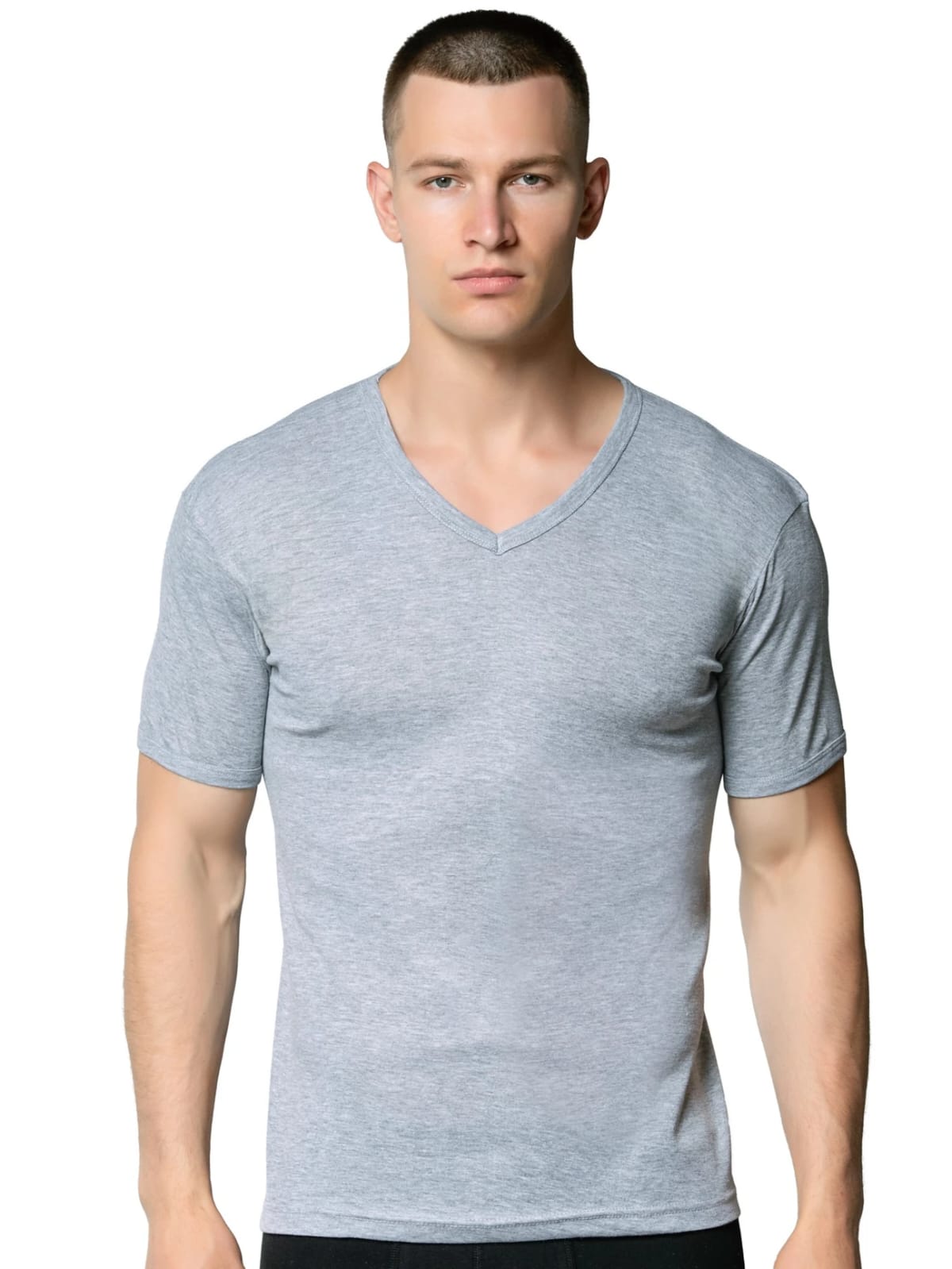 Gümüş 4051 Erkek V Yaka Spor Kollu Fanila Gri