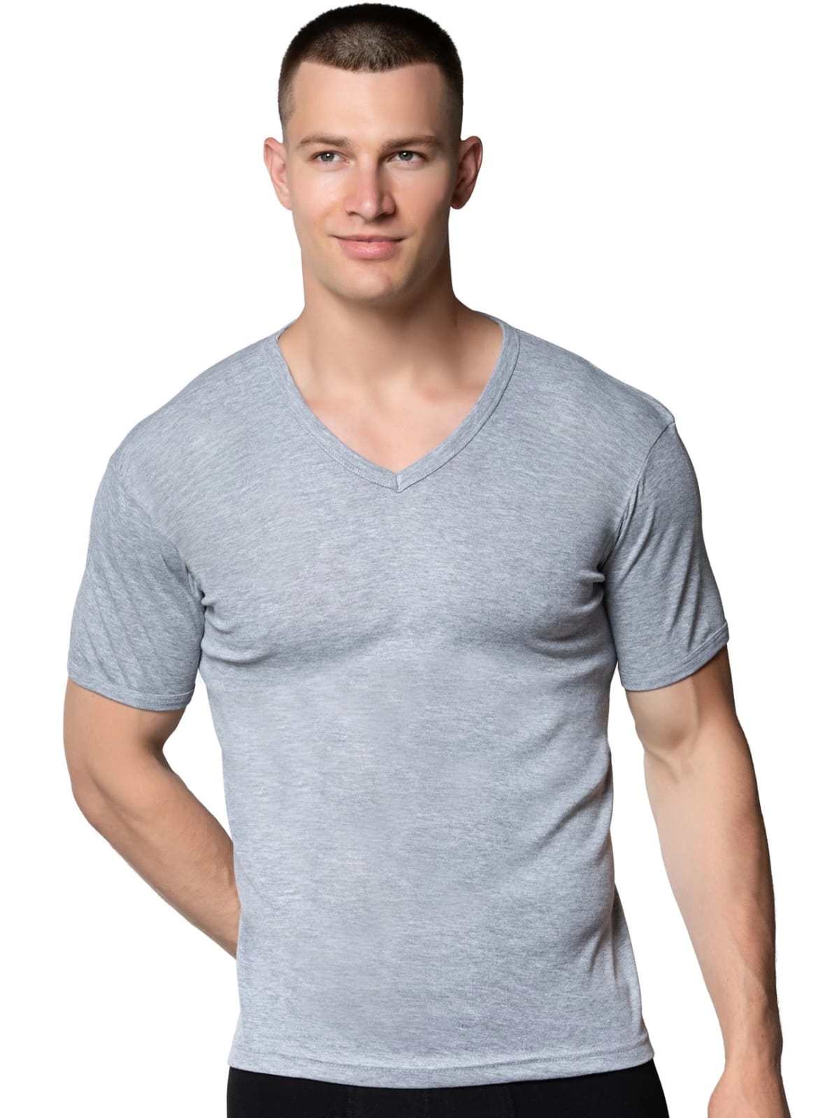 Gümüş 4051 Erkek V Yaka Spor Kollu Fanila Gri 3 lü Paket
