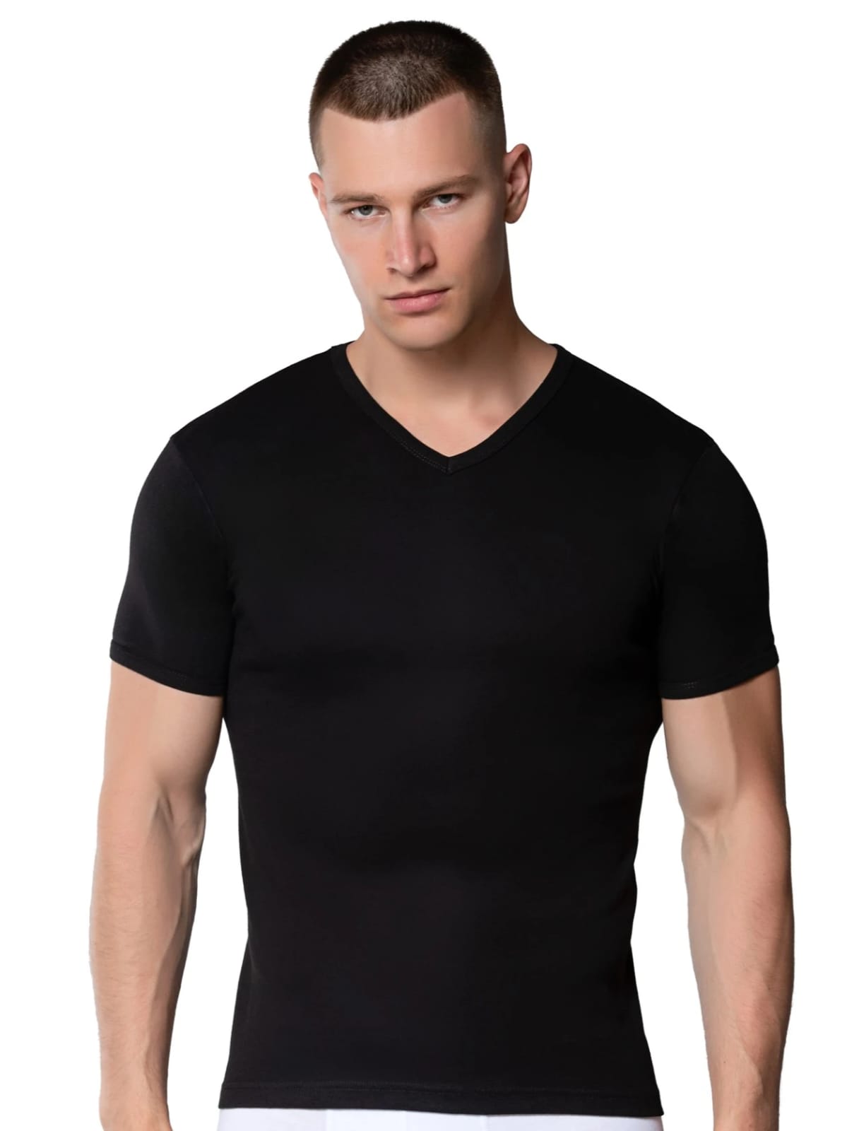 Gümüş 4051 Erkek V Yaka Spor Kollu Fanila Siyah 6 lı Paket