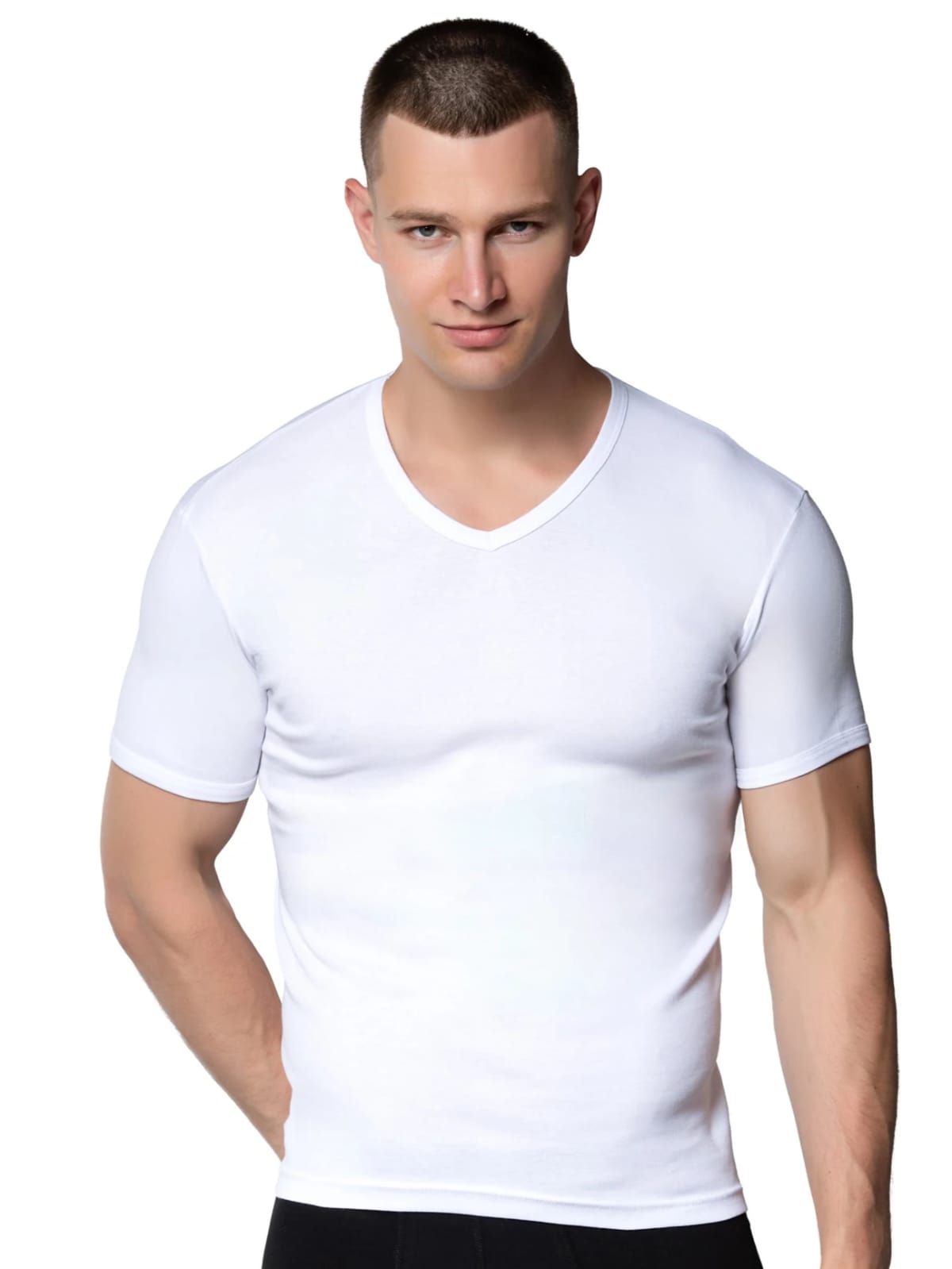 Gümüş 4051 Erkek V Yaka Spor Kollu Fanila Beyaz 6 lı Paket