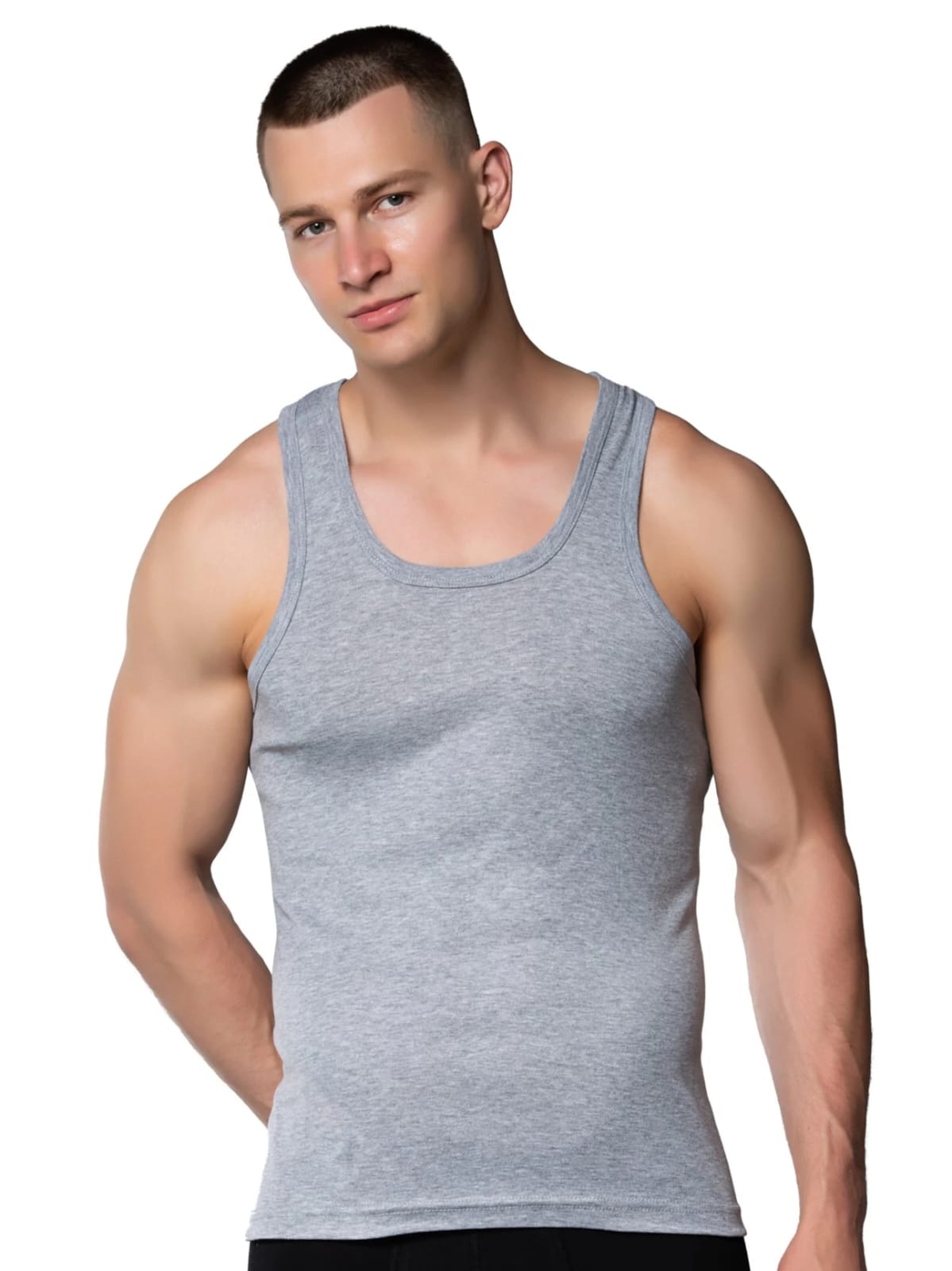 Gümüş 4019 Ribana (likralı) Erkek Arkası Çapraz Atlet Gri