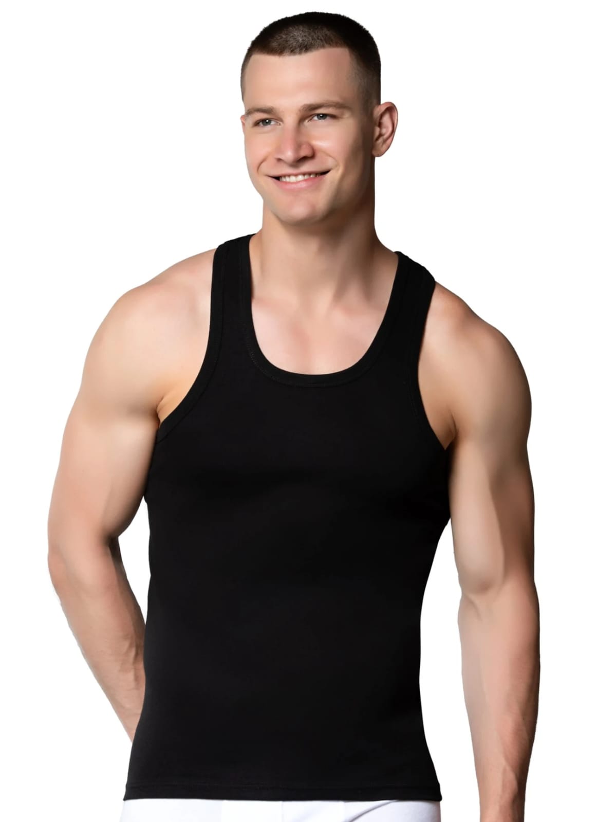 Gümüş 4019 Ribana (likralı) Erkek Arkası Çapraz Atlet Siyah