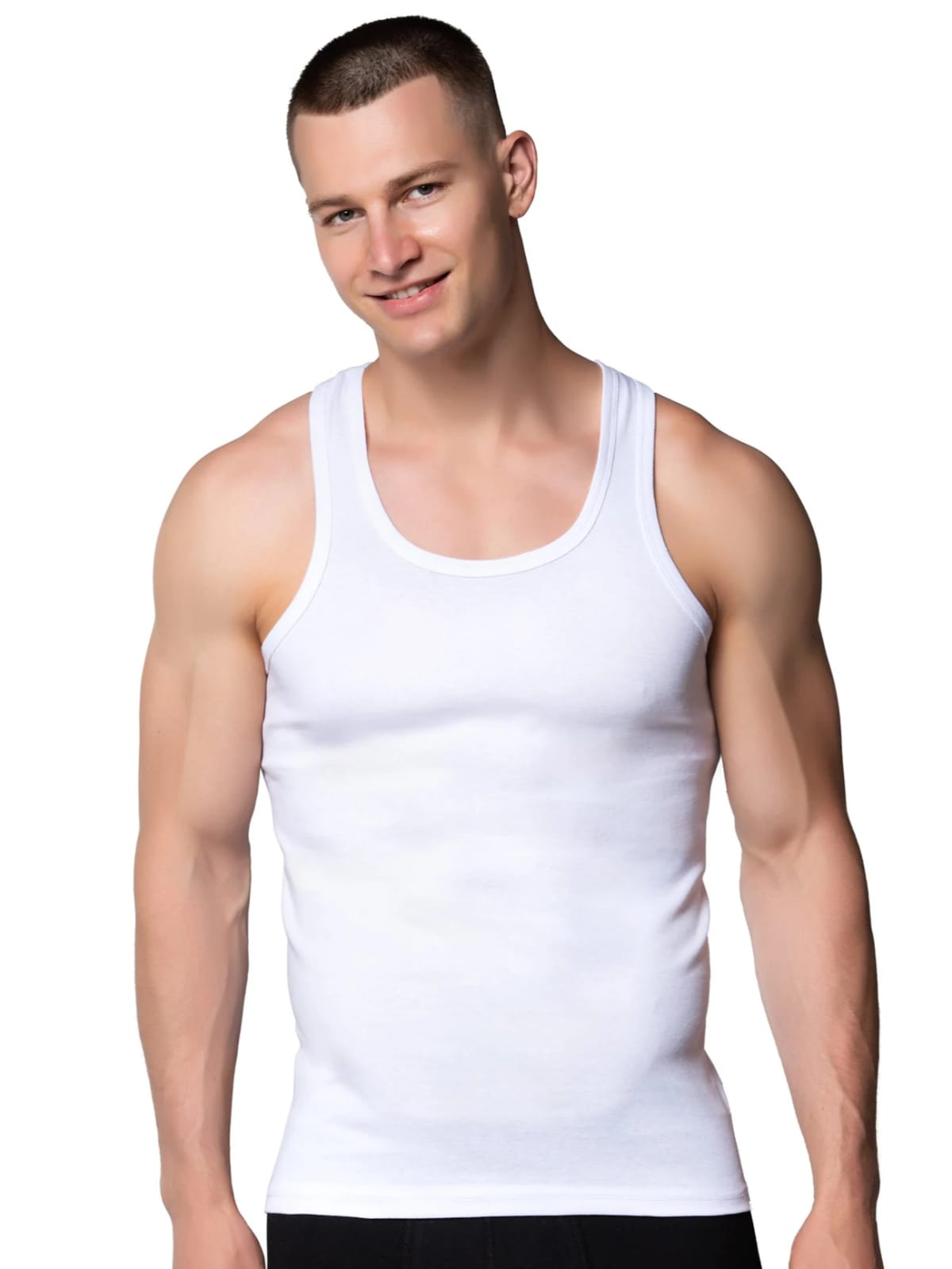 Gümüş 4019 Ribana (likralı) Erkek Arkası Çapraz Atlet Beyaz