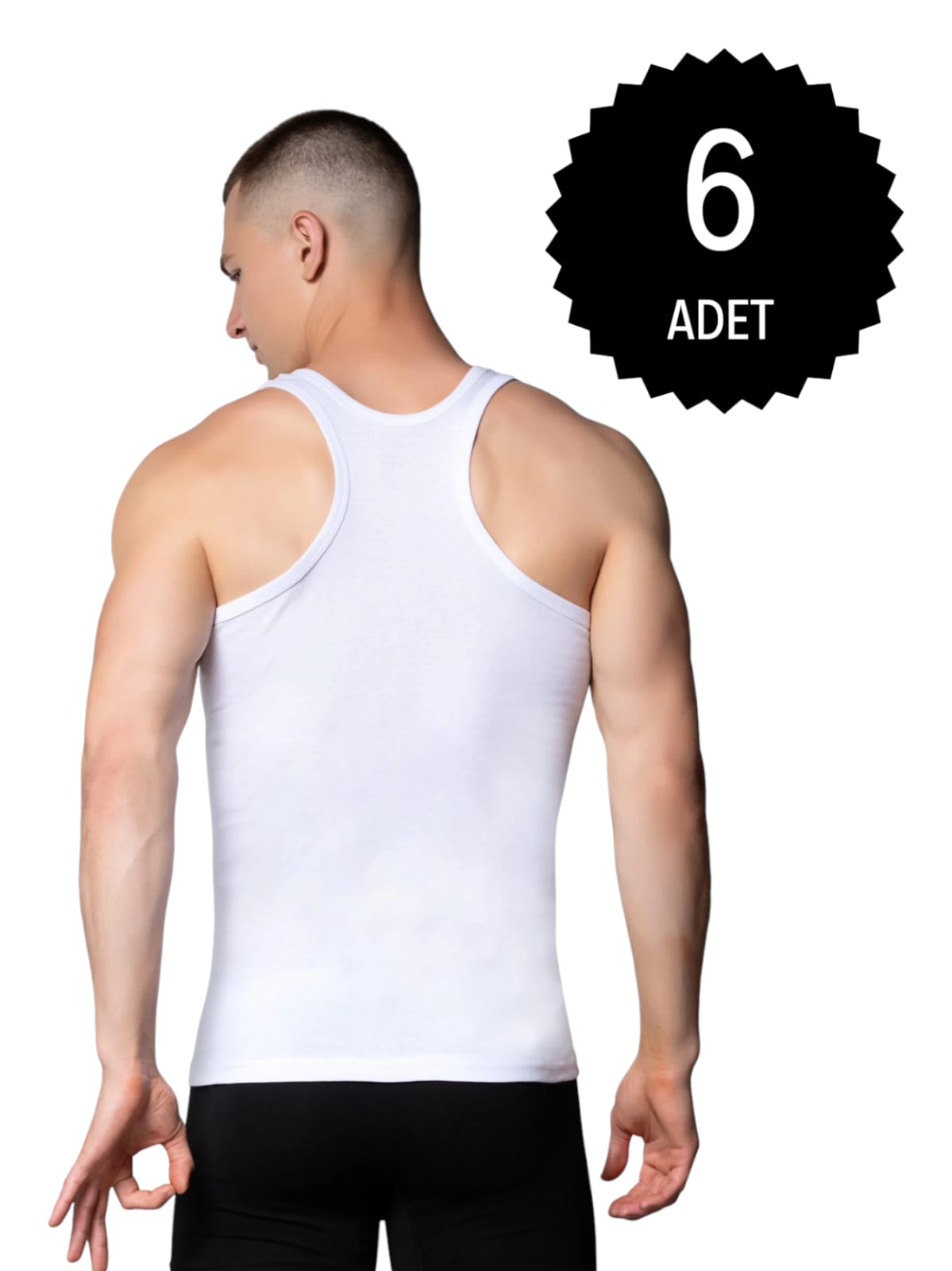 Gümüş 4019 Ribana (likralı) Erkek Arkası Çapraz Atlet Beyaz 6 lı Paket