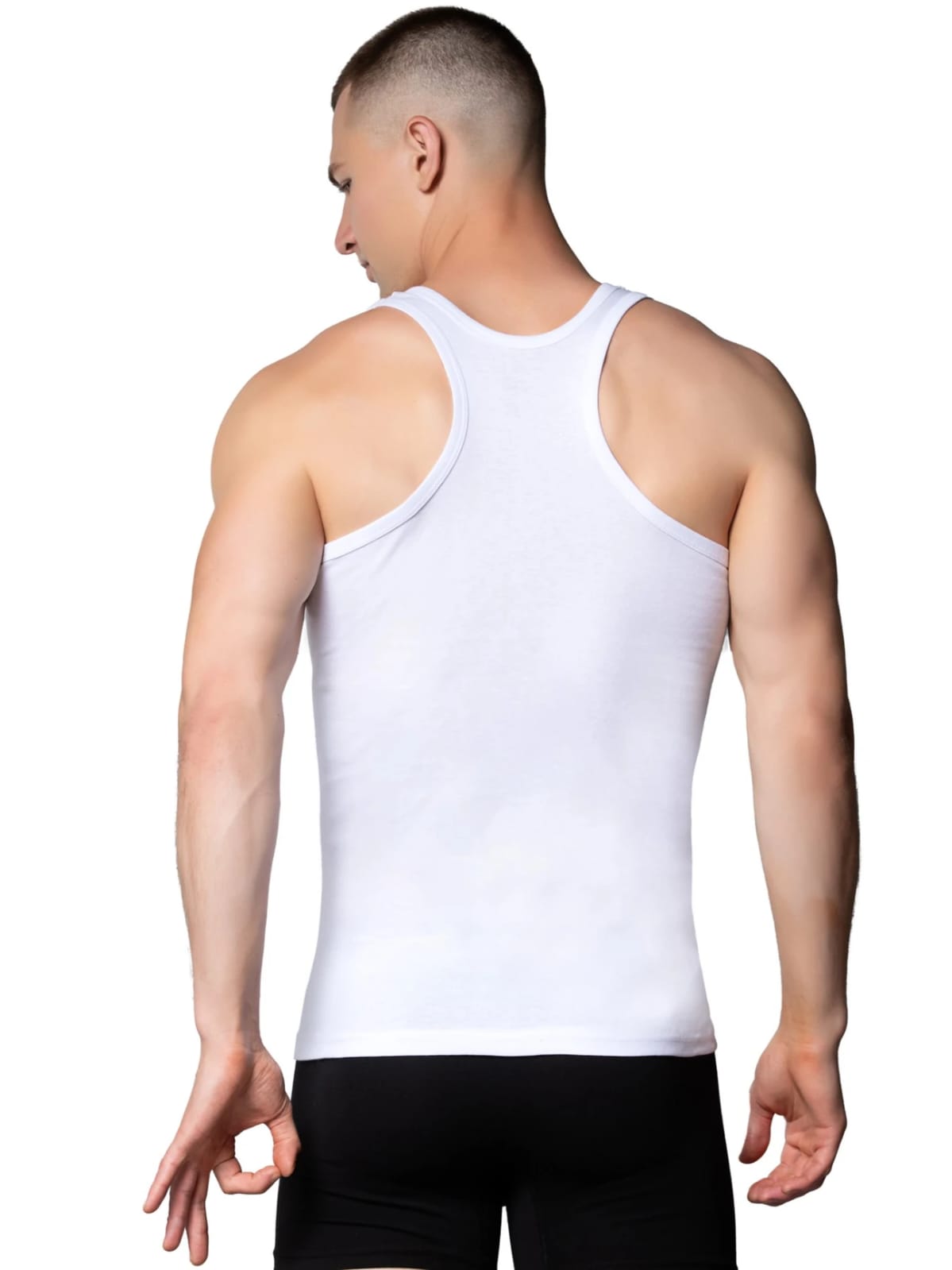 Gümüş 4019 Ribana (likralı) Erkek Arkası Çapraz Atlet Beyaz 12 li Paket