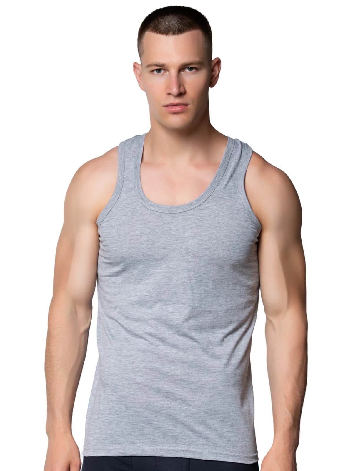 Gümüş 4003 Penye Erkek Askılı Düz Atlet Gri 3 lü Paket