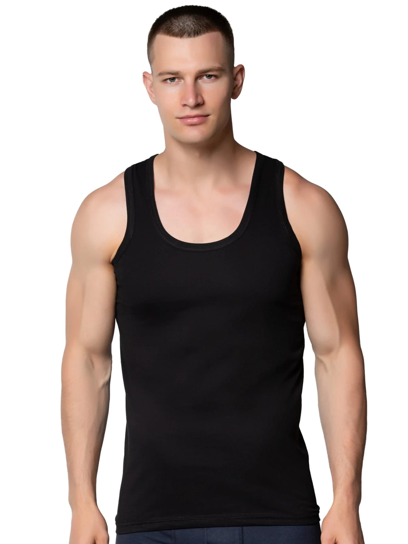 Gümüş 4003 Penye Erkek Askılı Düz Atlet Siyah 3 lü Paket