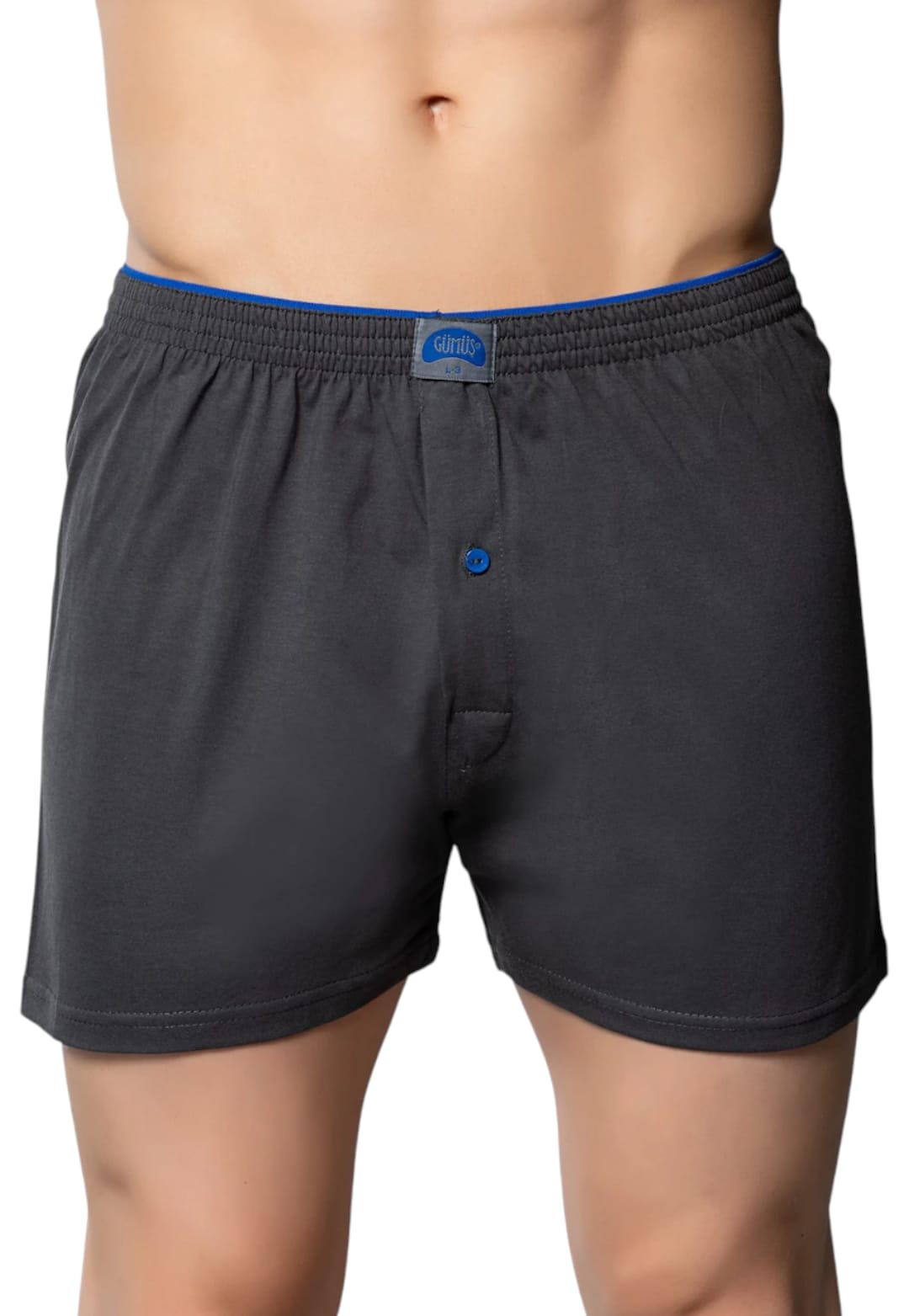 Gümüş 4020 Erkek Penye Havlu Bel Düz Boxer Füme