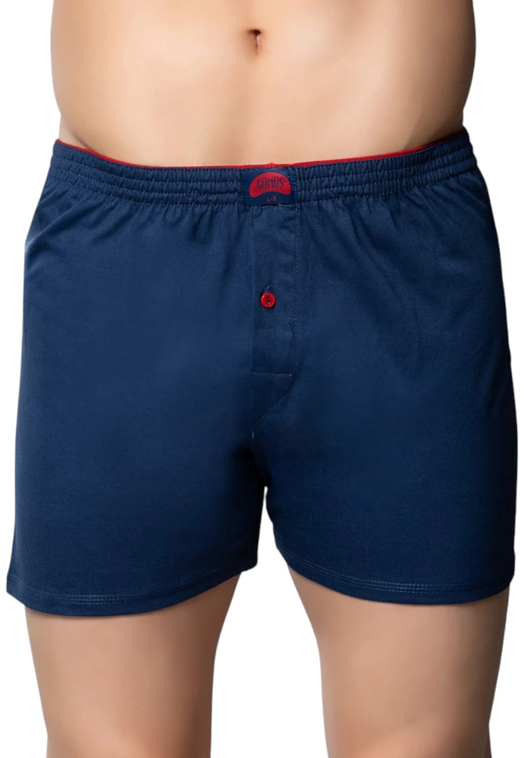 Gümüş 4020 Erkek Penye Havlu Bel Düz Boxer Lacivert