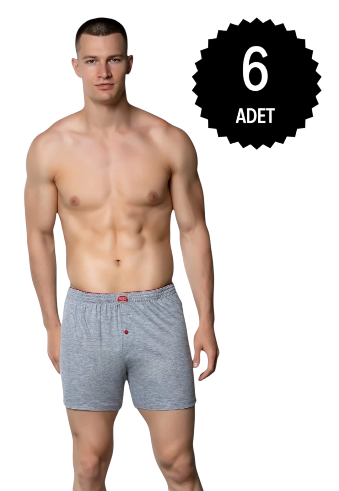 Gümüş 4020 Erkek Penye Havlu Bel Düz Boxer Gri 6 lı Paket