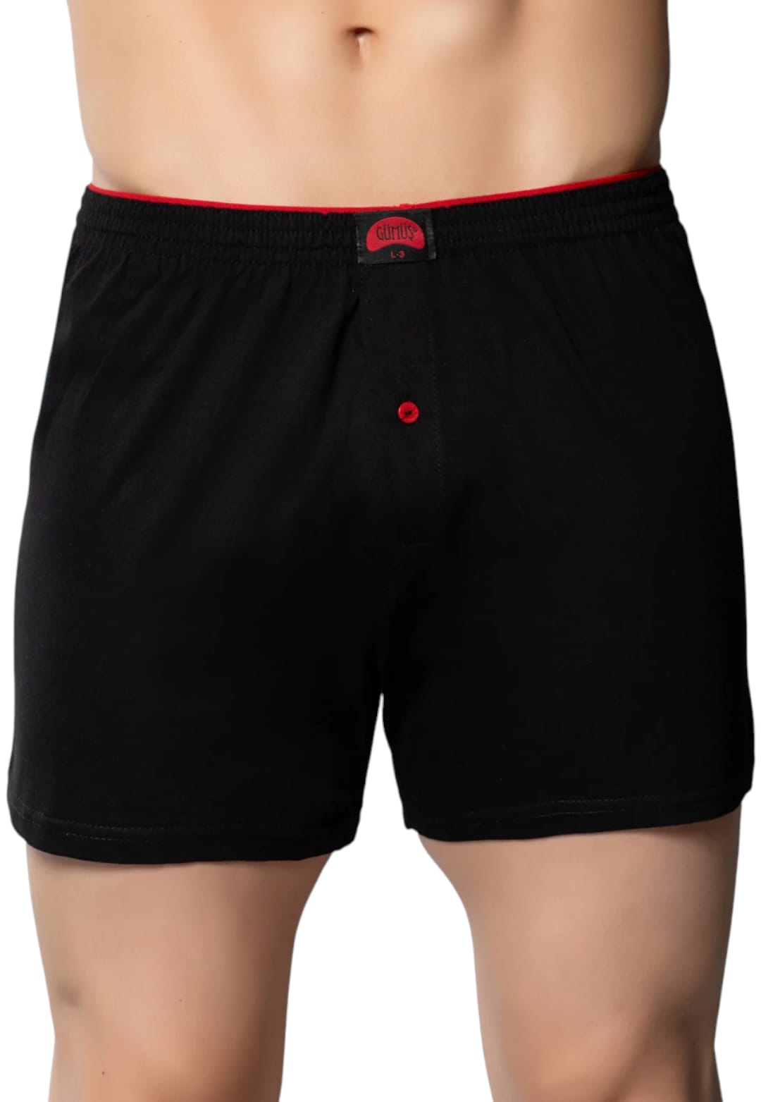 Gümüş 4020 Erkek Penye Havlu Bel Düz Boxer Siyah